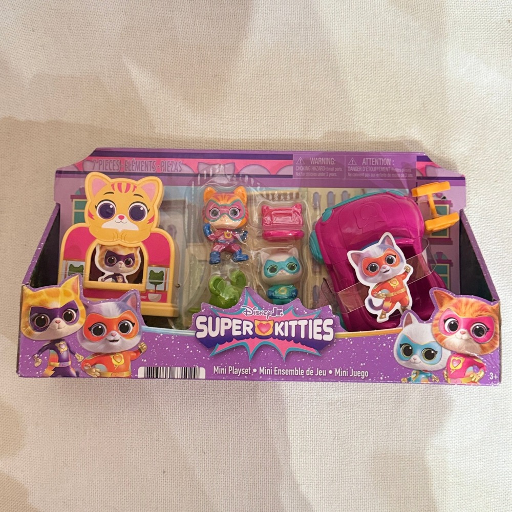Disney Junior SuperKitties Mini Playset Kids 7 Piece Ginny Bitsy Figures New
